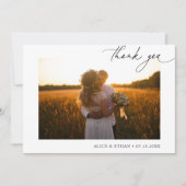 Chic Script Photo Minimalist 結婚's Thank You サンキューカード (正面)