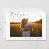Chic Script Photo Minimalist 結婚's Thank You サンキューカード (正面)
