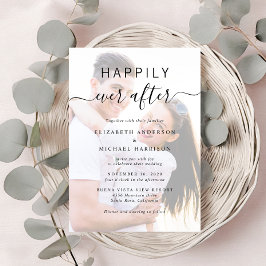 Chic Script Photo Overlay QRコード結婚s 招待状