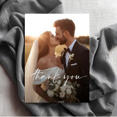 Chic Script Photo Overlay Wedding Thank You Card サンキューカード
