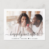 Chic Script Photo Save The Date 案内ポストカード (正面)