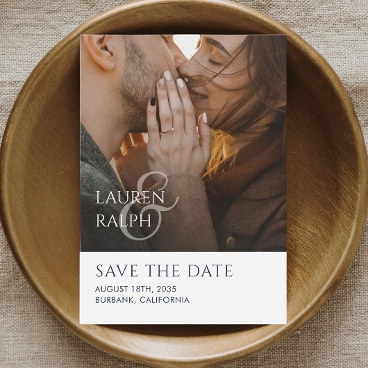 Chic Script Photo Wedding Save The Date シーズンカード