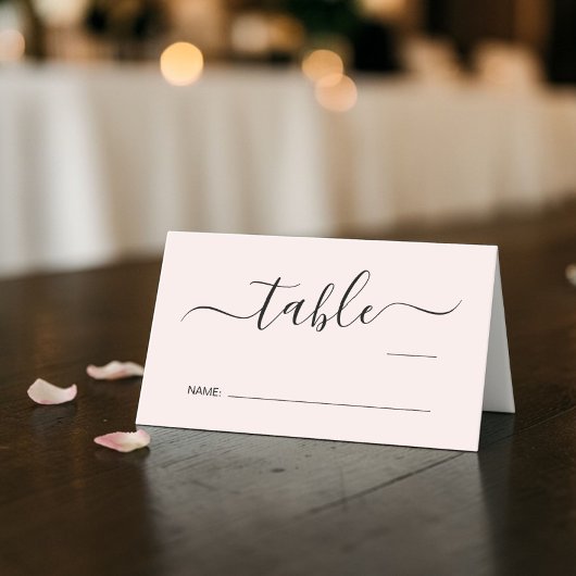 Chic Script Pink Wedding Table Number プレイスカード