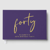 Chic Script Purple 40th Birthday Party ゲストブック (正面)