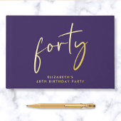 Chic Script Purple 40th Birthday Party ゲストブック