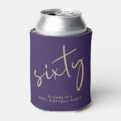 Chic Script Purple 60th Birthday Party 缶クーラー (缶正面)