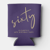 Chic Script Purple 60th Birthday Party 缶クーラー (正面)
