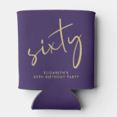 Chic Script Purple 60th Birthday Party 缶クーラー (裏面)