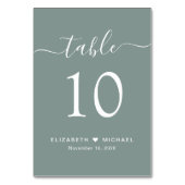 Chic Script Sage Green Wedding Reception テーブルナンバー (裏面)