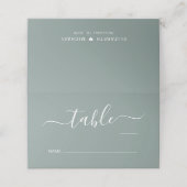 Chic Script Sage Green Wedding Table Number プレイスカード (外部開封)