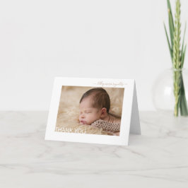 Chic Script Thank You Photo Birth Announcement サンキューカード