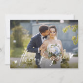 Chic Script Two Photo 結婚's Thank You サンキューカード (正面)