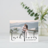 Chic Script Two Photo 結婚's Thank You ポストカード (スタンド正面)