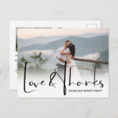 Chic Script Two Photo 結婚's Thank You ポストカード (正面/裏面)