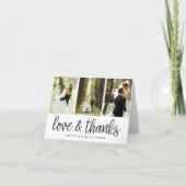 Chic Script | Wedding Photo Collage Thank You サンキューカード (正面)