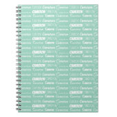 Chic Seafoam Green Personalized Name Collage ノートブック (正面)