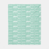 Chic Seafoam Green Personalized Name Collage フリースブランケット (正面)