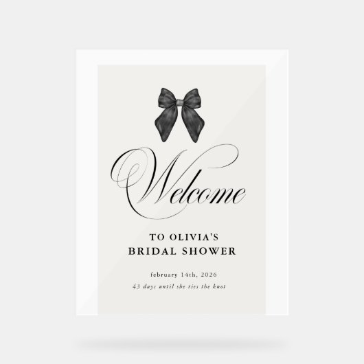 Chic 'She's Tying the Knot Black Bow Bridal Shower アクリルサイン (正面)