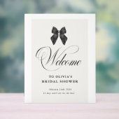 Chic 'She's Tying the Knot Black Bow Bridal Shower アクリルサイン (ニュートラル)