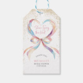 Chic She's Tying The Knot Pink Bow Bridal Shower  ギフトタグ (正面)