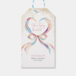 Chic She's Tying The Knot Pink Bow Bridal Shower  ギフトタグ