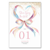 Chic She's Tying The Knot Pink Bow Bridal Shower  テーブルナンバー (裏面)