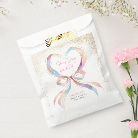 Chic She's Tying The Knot Pink Bow Bridal Shower  フェイバーバッグ (封をした状態)