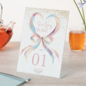 Chic She's Tying The Knot Pink Bow Bridal Shower  台座サイン (インサイチュ)