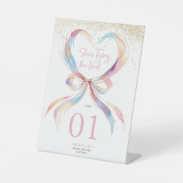 Chic She's Tying The Knot Pink Bow Bridal Shower  台座サイン