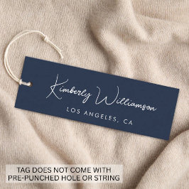 Chic Signature Script Blue Hang Tag スキニー名刺