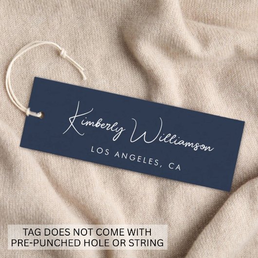 Chic Signature Script Blue Hang Tag スキニー名刺