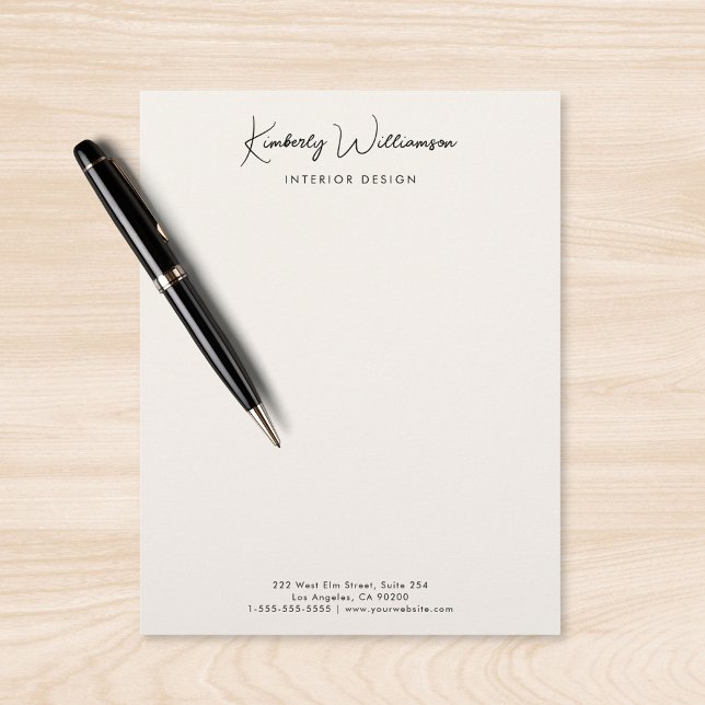 Chic Signature Script Business Name Cream レターヘッド (Chic Signature Script Business Name Cream Letterhead)