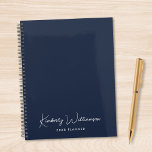 Chic Signature Script Monogram Blue プランナー手帳<br><div class="desc">Plan ahead in style with this chic blue personalized planner, designed for professionals who appreciate clean modern design. Featuring your monogram name in an elegant signature script, this planner blends functionality with refined personal branding. The understated cover design makes it ideal for work, school, goal setting, or daily scheduling, while...</div>