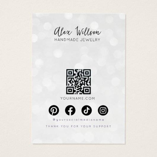 Chic Silver Bokeh Wavy Hair Jewelry Display Card  (裏面)