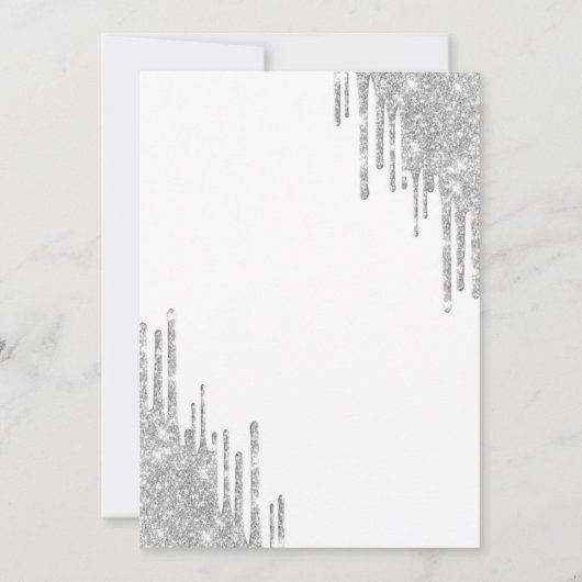 Chic Silver Drips,Eiffel Tower Peonies Sweet 16 招待状 (裏面)