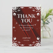 Chic Silver Floral Frame Burgundy 50th Birthday サンキューカード (スタンド正面)