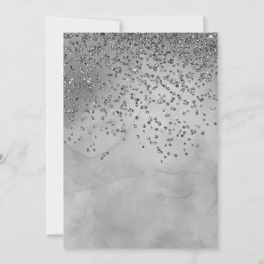 Chic Silver Glitter 40th Birthday  招待状 (裏面)