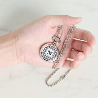 CHIC! ⚪ Silver Necklace Watch Plaid Initial 腕時計