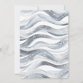 Chic Silver Sparkle Waves Bridal Shower 招待状 (裏面)