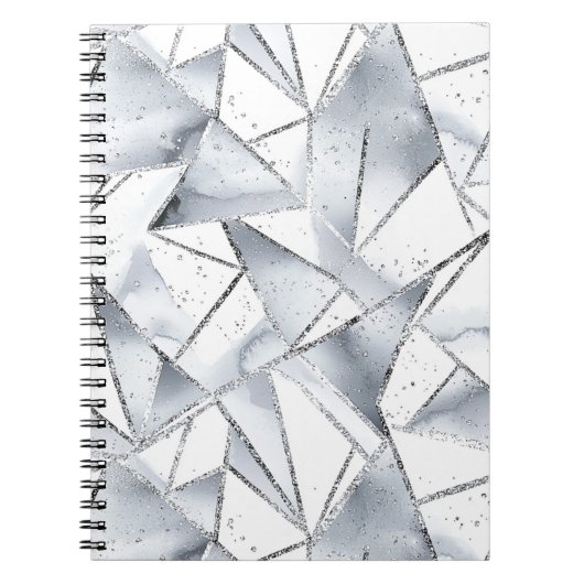 Chic Silver White Triangles Christmas ノートブック (正面)