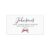 Chic Simple Red Bow Script Family Return Address ラベル (正面)