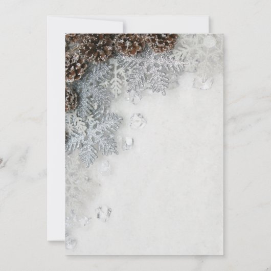 Chic Snowflakes Pine Cones Quinceañera 招待状 (裏面)