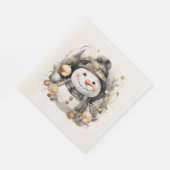 Chic Snowman: Black and Gold Holiday Charm スタンダードランチョンナプキン (角)