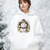 Chic Snowman: Black and Gold Holiday Charm パーカ