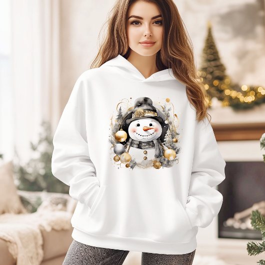 Chic Snowman: Black and Gold Holiday Charm パーカ
