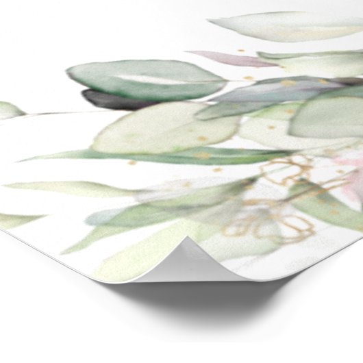 Chic Soft Blush Pink Roses Floral Wedding Welcome  ポスター (角)