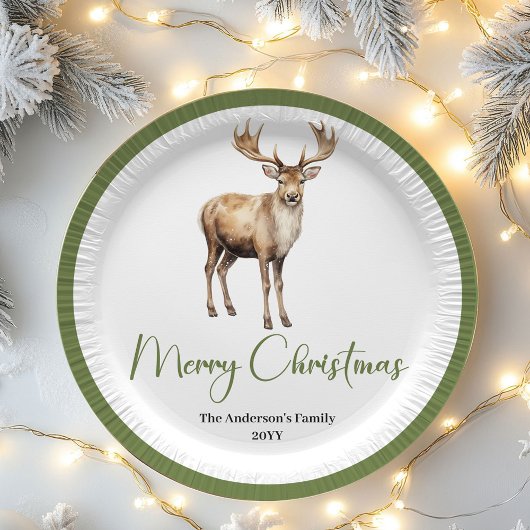 Chic Soft Earth Tone Christmas Personalized Dinner ペーパープレート