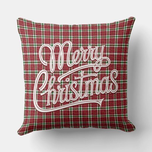 Chic Sparkly Plaid Christmas  クッション (裏面)