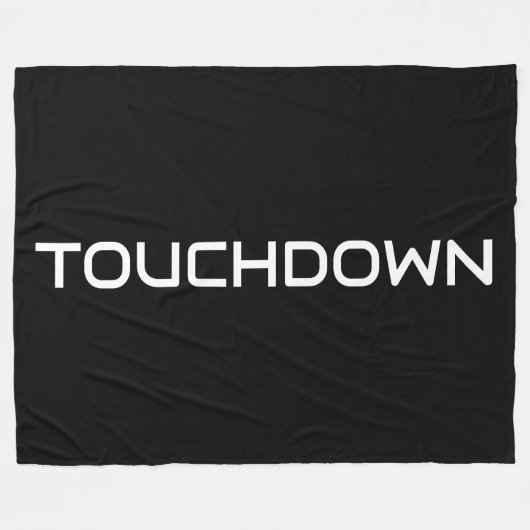 Chic Sporty TOUCHDOWN Modern Text On Bold Black フリースブランケット (正面(横))