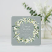Chic Square Snowberry+Eucalyptus Christmas Wreath シーズンカード (スタンド正面)